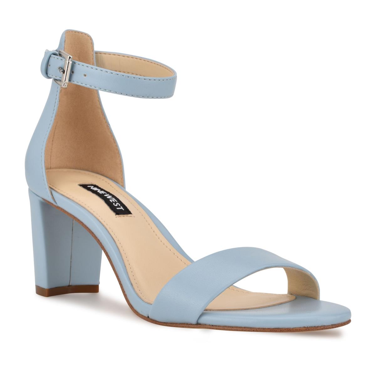 Sandalias Tacones Nine West Pruce Ankle Correa Block Azules | 0852JBEWN