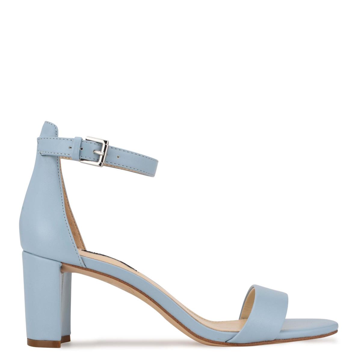 Sandalias Tacones Nine West Pruce Ankle Correa Block Azules | 0852JBEWN