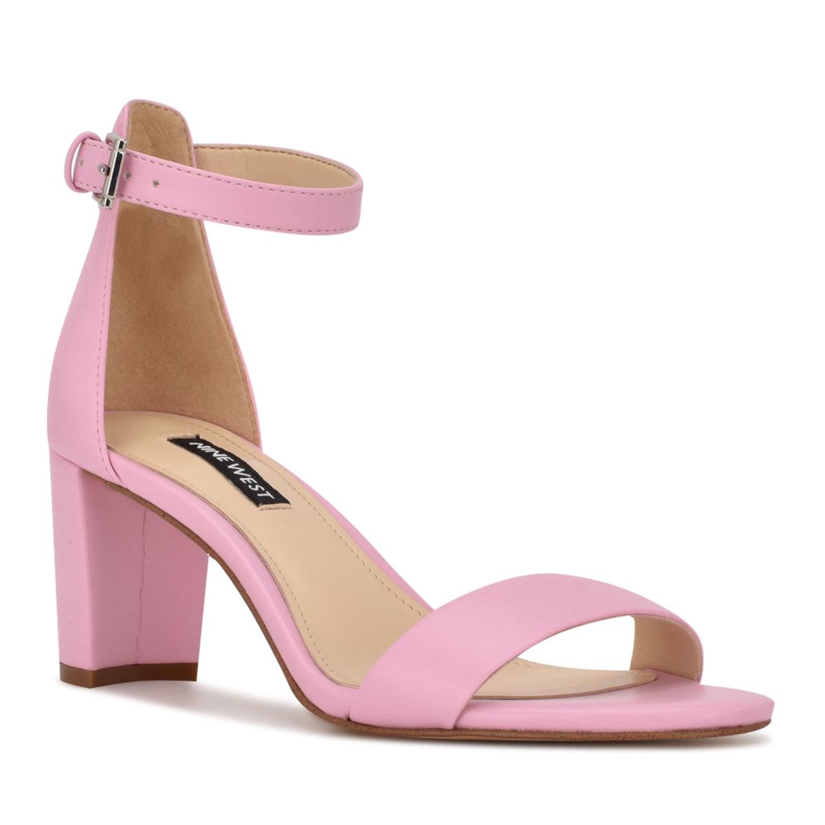 Sandalias Tacones Nine West Pruce Ankle Correa Block Rosas | 2879WMPXF