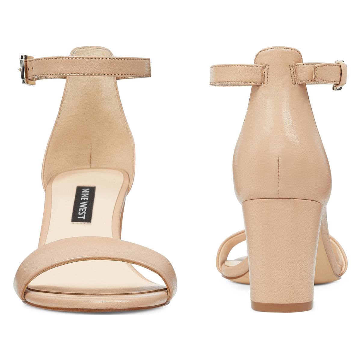 Sandalias Tacones Nine West Pruce Ankle Correa Block Beige | 4625IVMGH