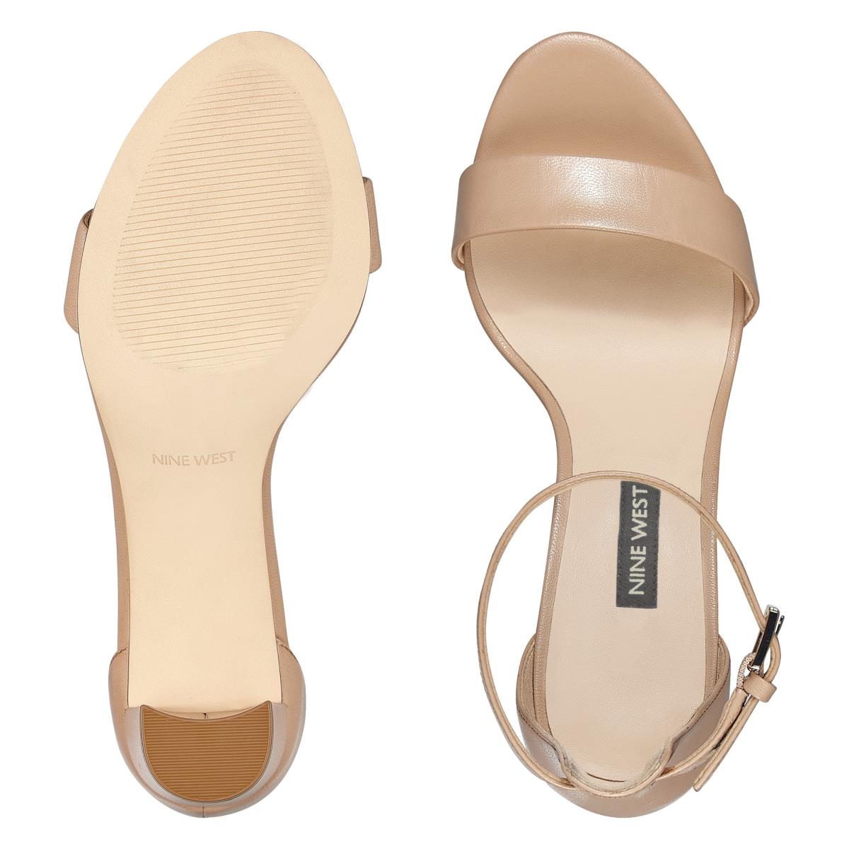 Sandalias Tacones Nine West Pruce Ankle Correa Block Beige | 4625IVMGH