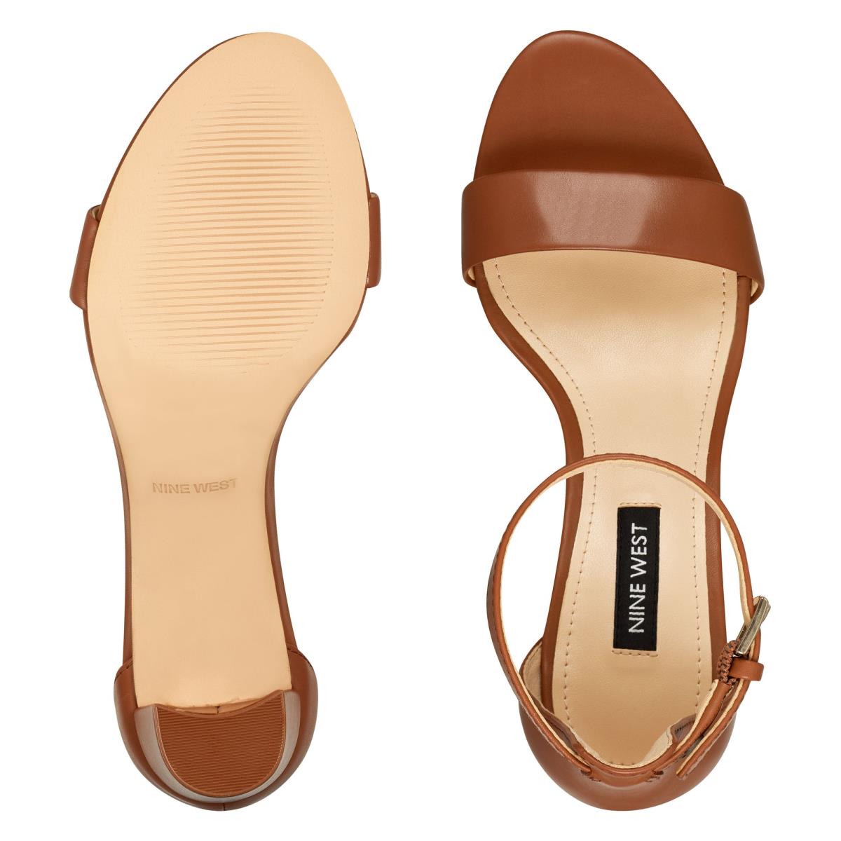 Sandalias Tacones Nine West Pruce Ankle Correa Block Marrones Claro | 6927HTOVZ