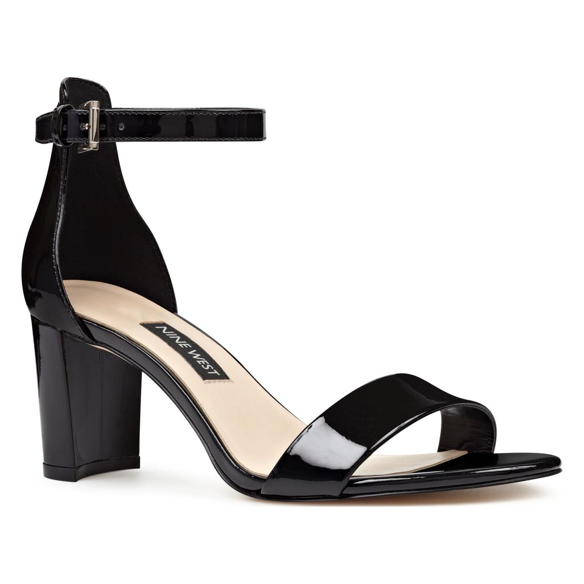 Sandalias Tacones Nine West Pruce Ankle Correa Block Negras | 9268EUOSF