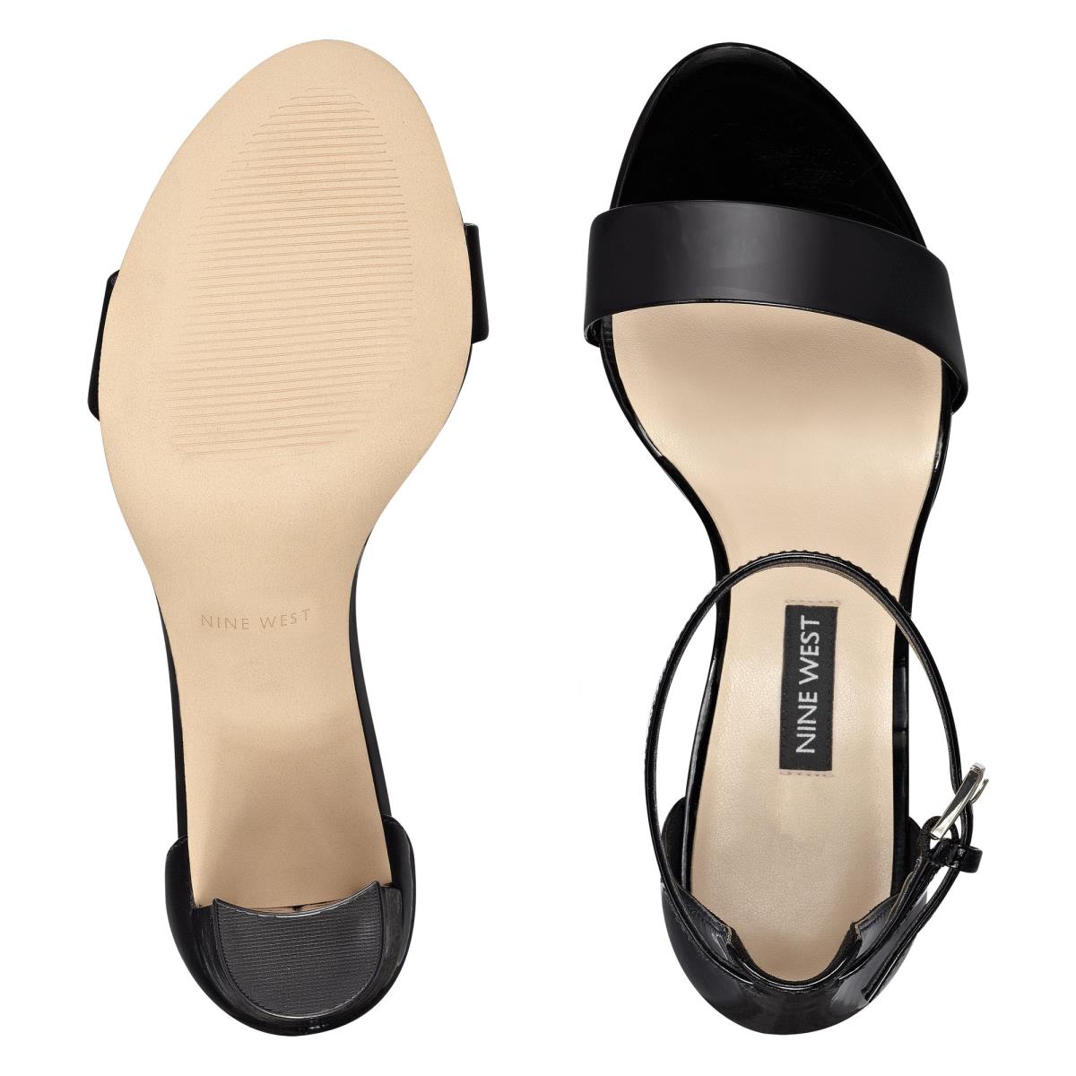 Sandalias Tacones Nine West Pruce Ankle Correa Block Negras | 9268EUOSF