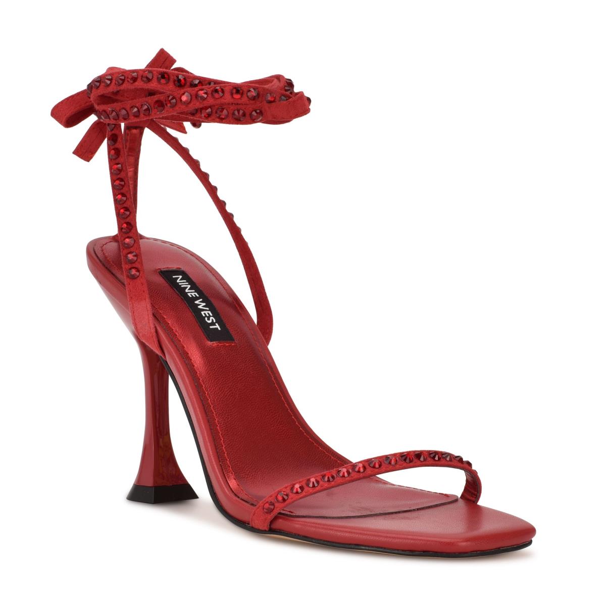 Sandalias Tacones Nine West Zing Ankle Wrap Rojas | 7285RHVJD