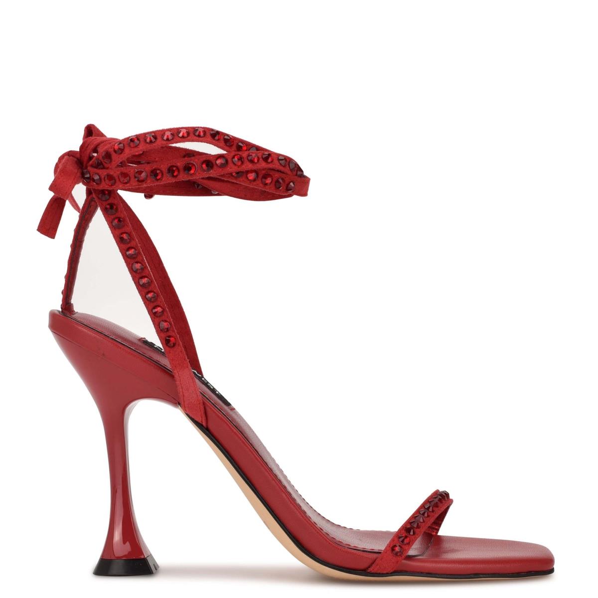 Sandalias Tacones Nine West Zing Ankle Wrap Rojas | 7285RHVJD