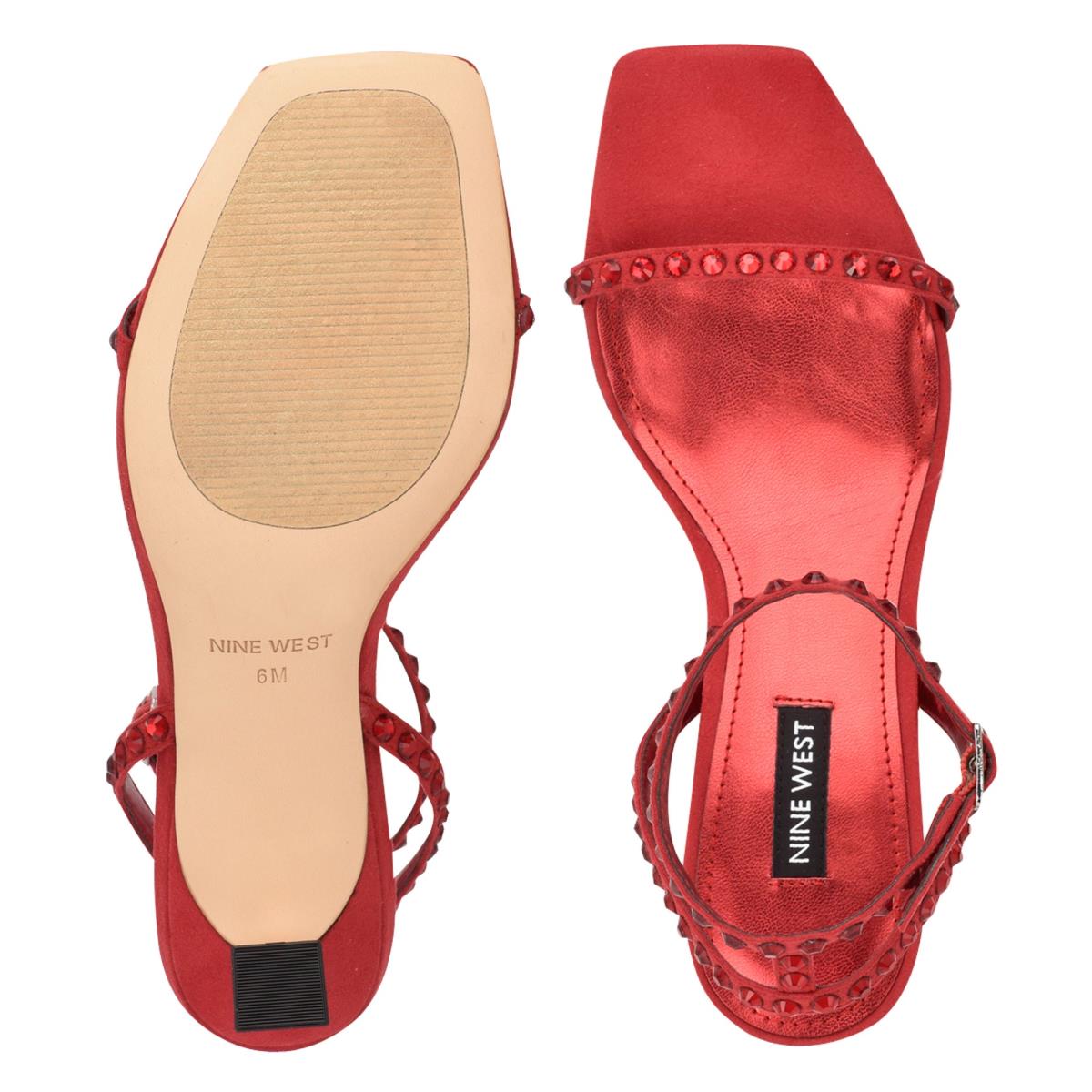 Sandalias Vestir Nine West Giena Ankle Correa Rojas | 9026BSXAE