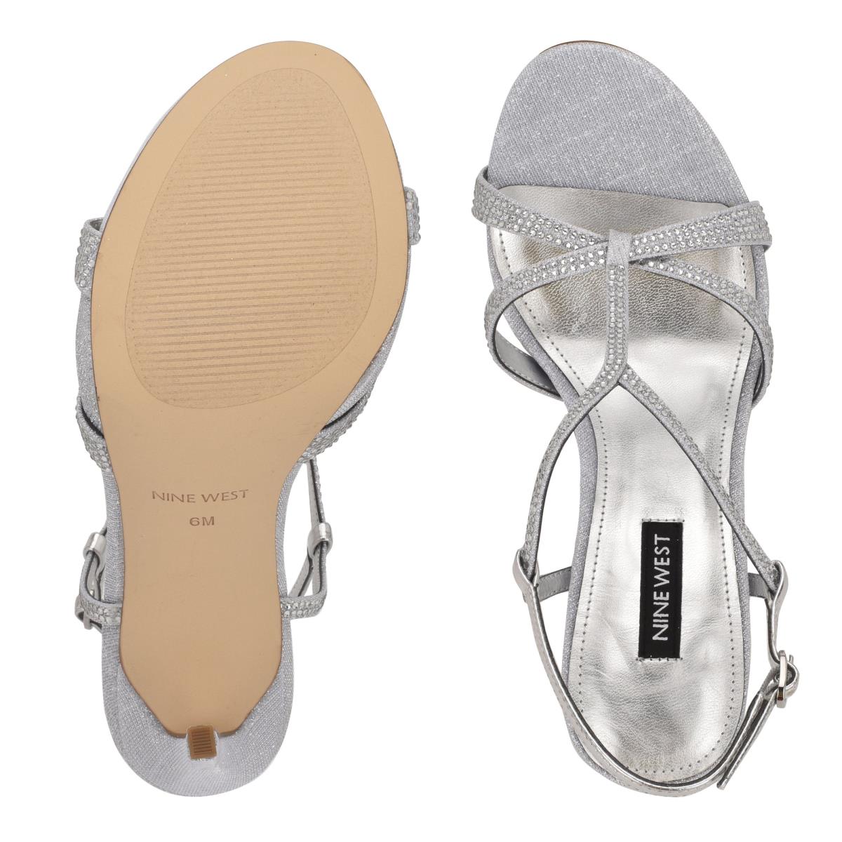 Sandalias Vestir Nine West Ulliy Tacón Plateadas | 9137ETVCD