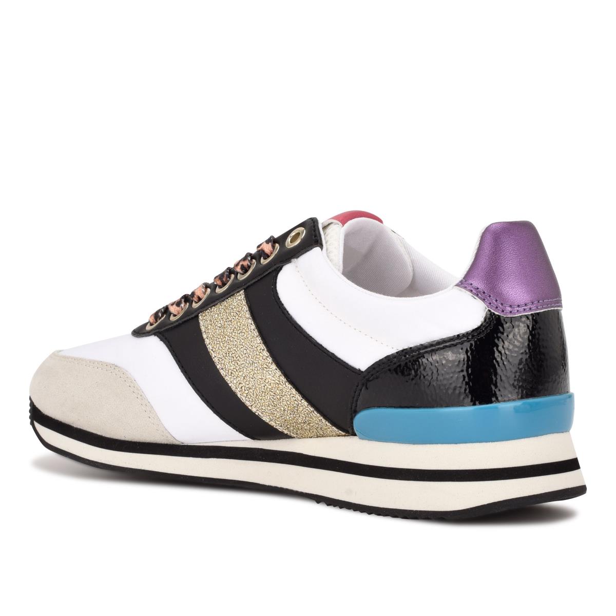 Zapatillas Nine West Bunnie Sneakers Doradas Blancas Negras | 9516OMSWD