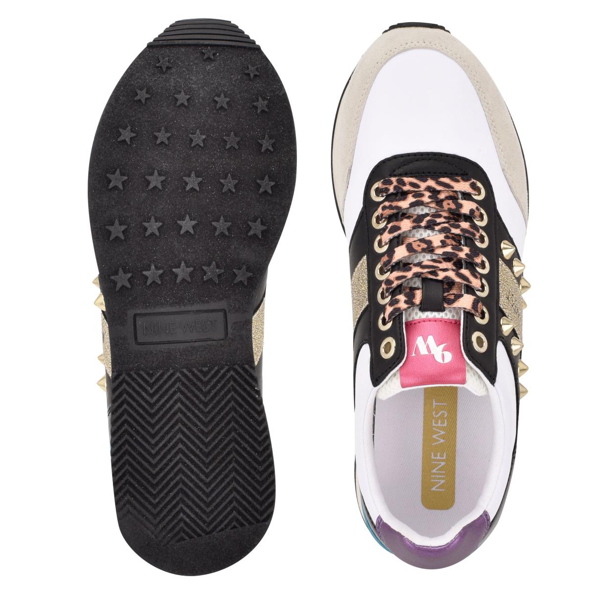 Zapatillas Nine West Bunnie Sneakers Doradas Blancas Negras | 9516OMSWD