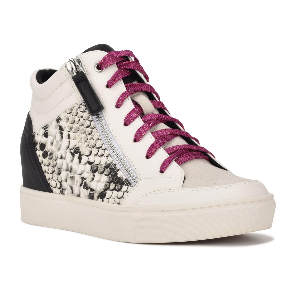 Zapatillas Nine West Tons High Top Hidden Wedge Sneakers Blancas Serpent | 0759CJUVT