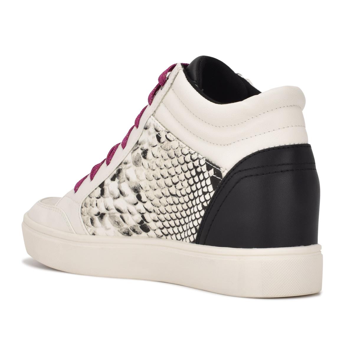 Zapatillas Nine West Tons High Top Hidden Wedge Sneakers Blancas Serpent | 0759CJUVT