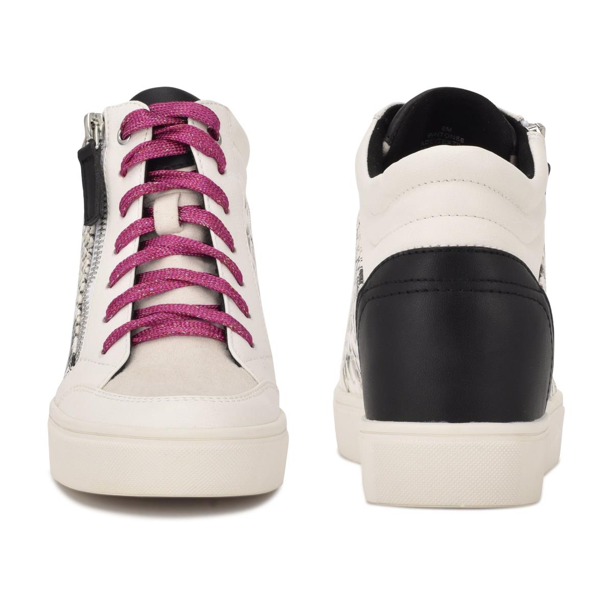 Zapatillas Nine West Tons High Top Hidden Wedge Sneakers Blancas Serpent | 0759CJUVT