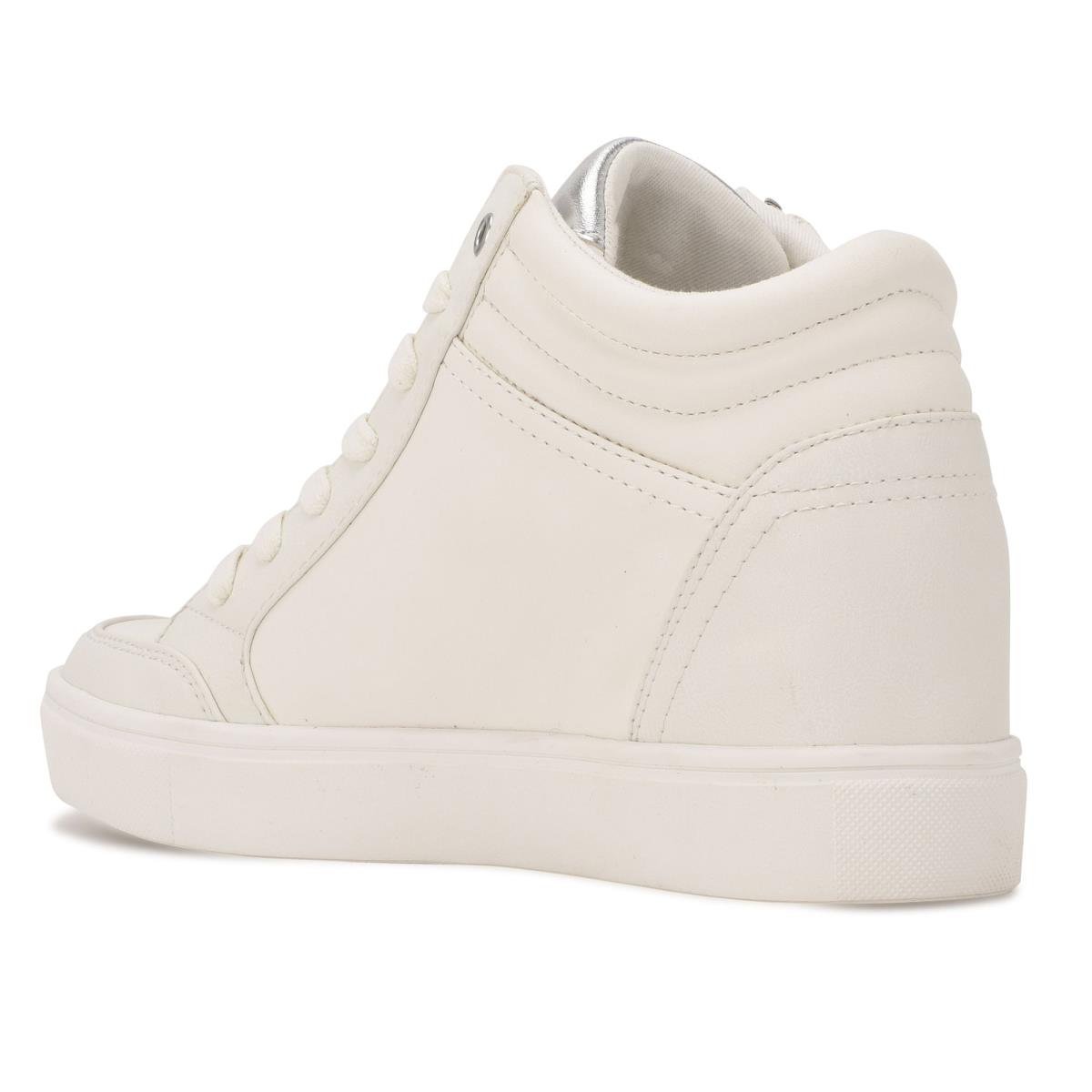 Zapatillas Nine West Tons High Top Hidden Wedge Sneakers Blancas Plateadas | 2614GKZDR