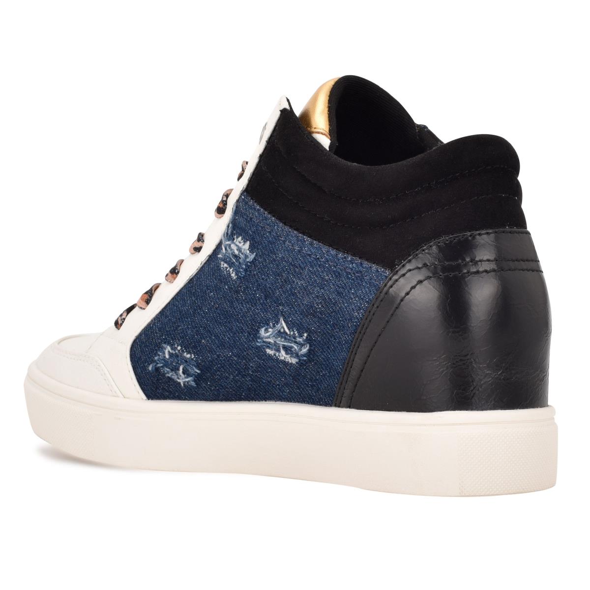 Zapatillas Nine West Tons High Top Hidden Wedge Sneakers Negras Azules | 4291ZUECX