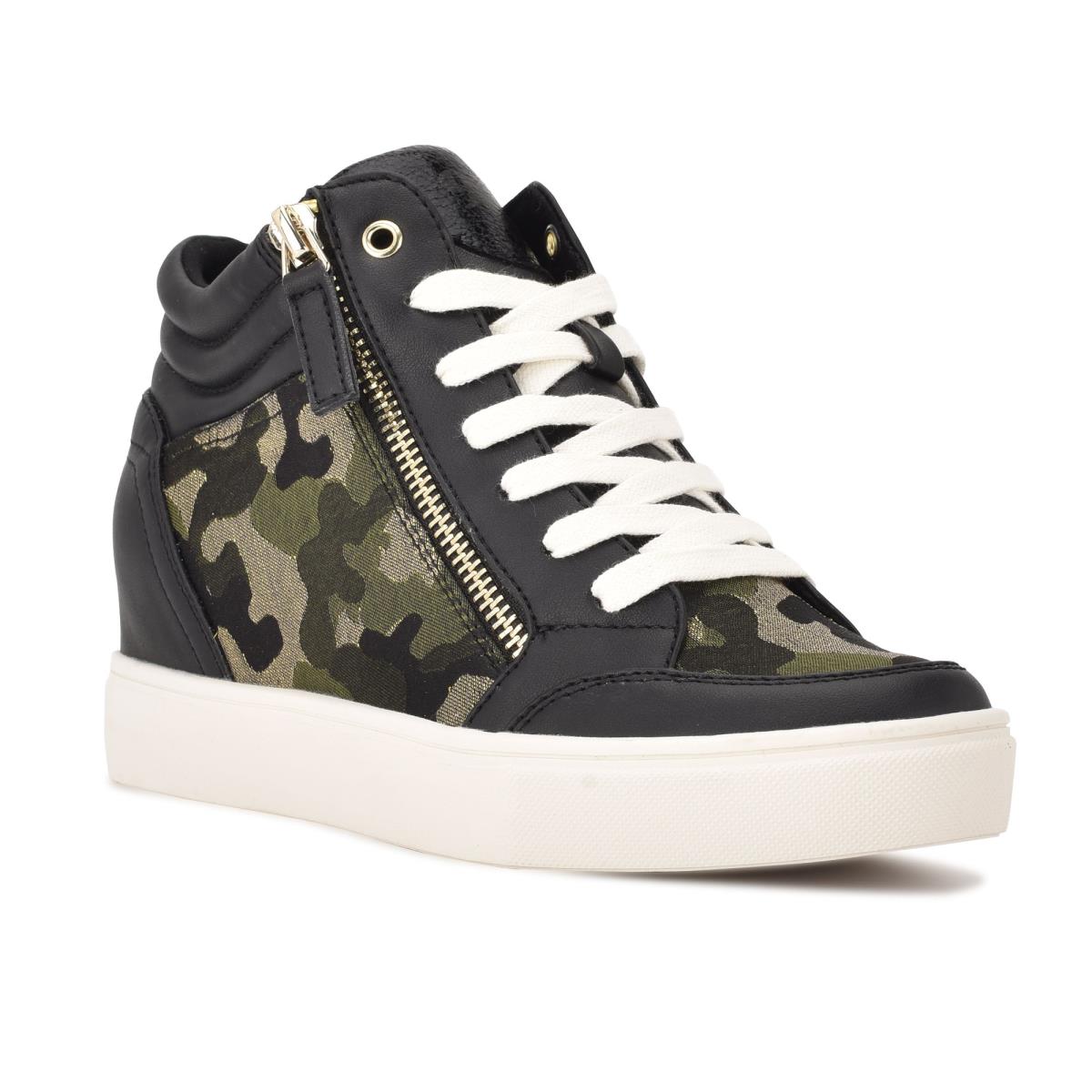 Zapatillas Nine West Tons High Top Hidden Wedge Sneakers Negras Camuflaje | 9235JQNIZ