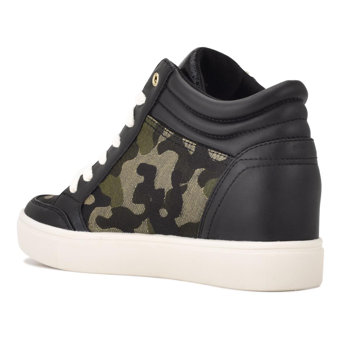 Zapatillas Nine West Tons High Top Hidden Wedge Sneakers Negras Camuflaje | 9235JQNIZ