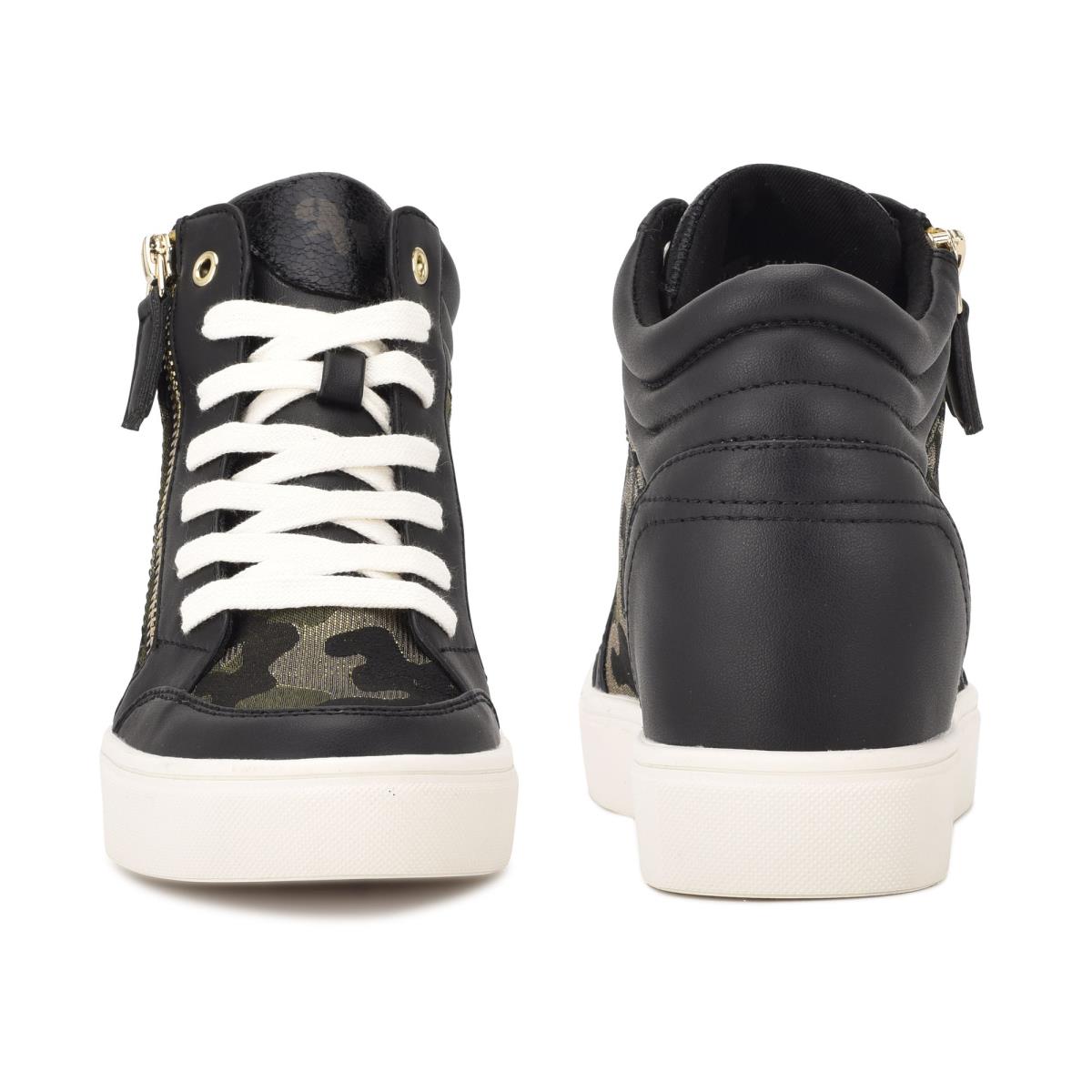 Zapatillas Nine West Tons High Top Hidden Wedge Sneakers Negras Camuflaje | 9235JQNIZ