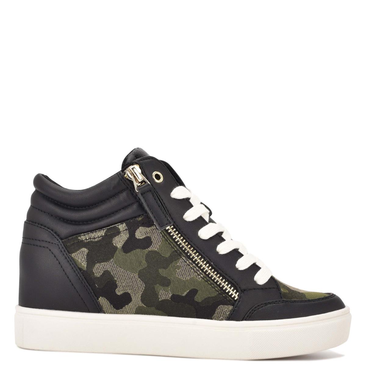 Zapatillas Nine West Tons High Top Hidden Wedge Sneakers Negras Camuflaje | 9235JQNIZ