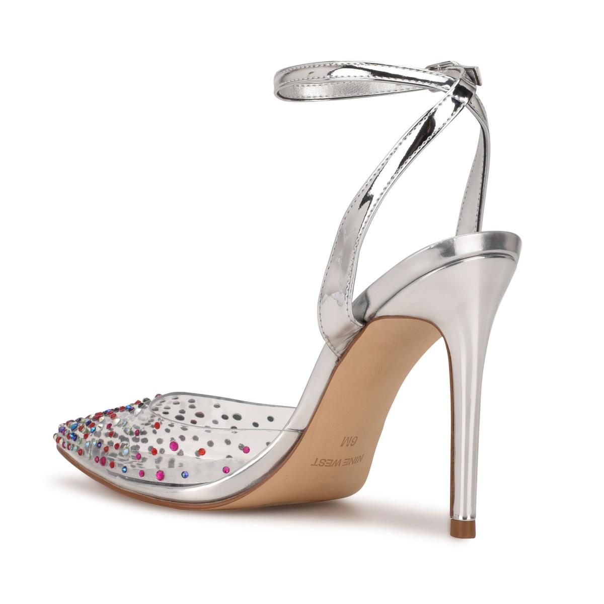 Zapatos De Salon Nine West Foreva Ankle Correa Vestido Plateadas | 5093GQUAN