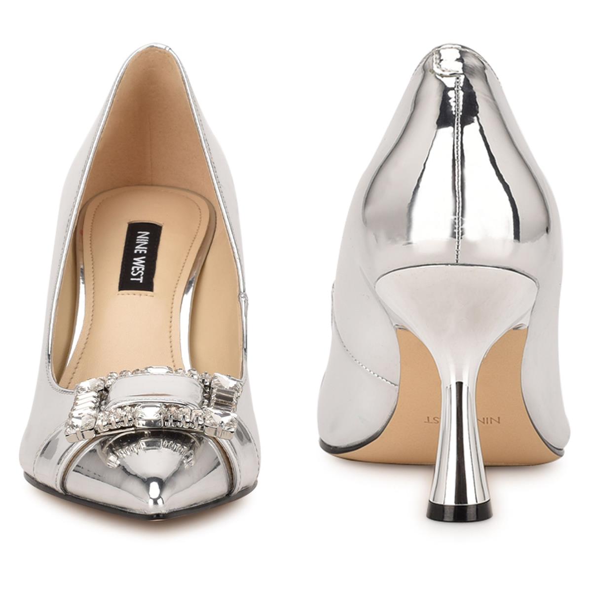 Zapatos De Salon Nine West Helyn Pointy Puntera Plateadas | 7581HPNXM