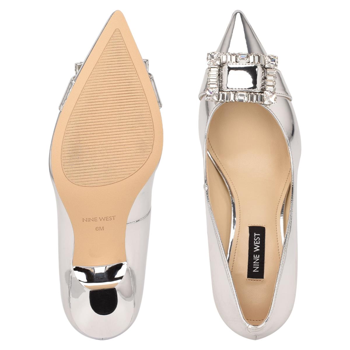 Zapatos De Salon Nine West Helyn Pointy Puntera Plateadas | 7581HPNXM