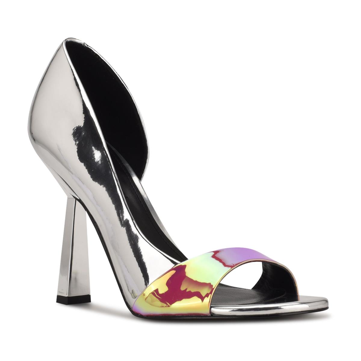 Zapatos De Salon Nine West Saidso Open Puntera Plateadas Multicolor | 3057GKQET