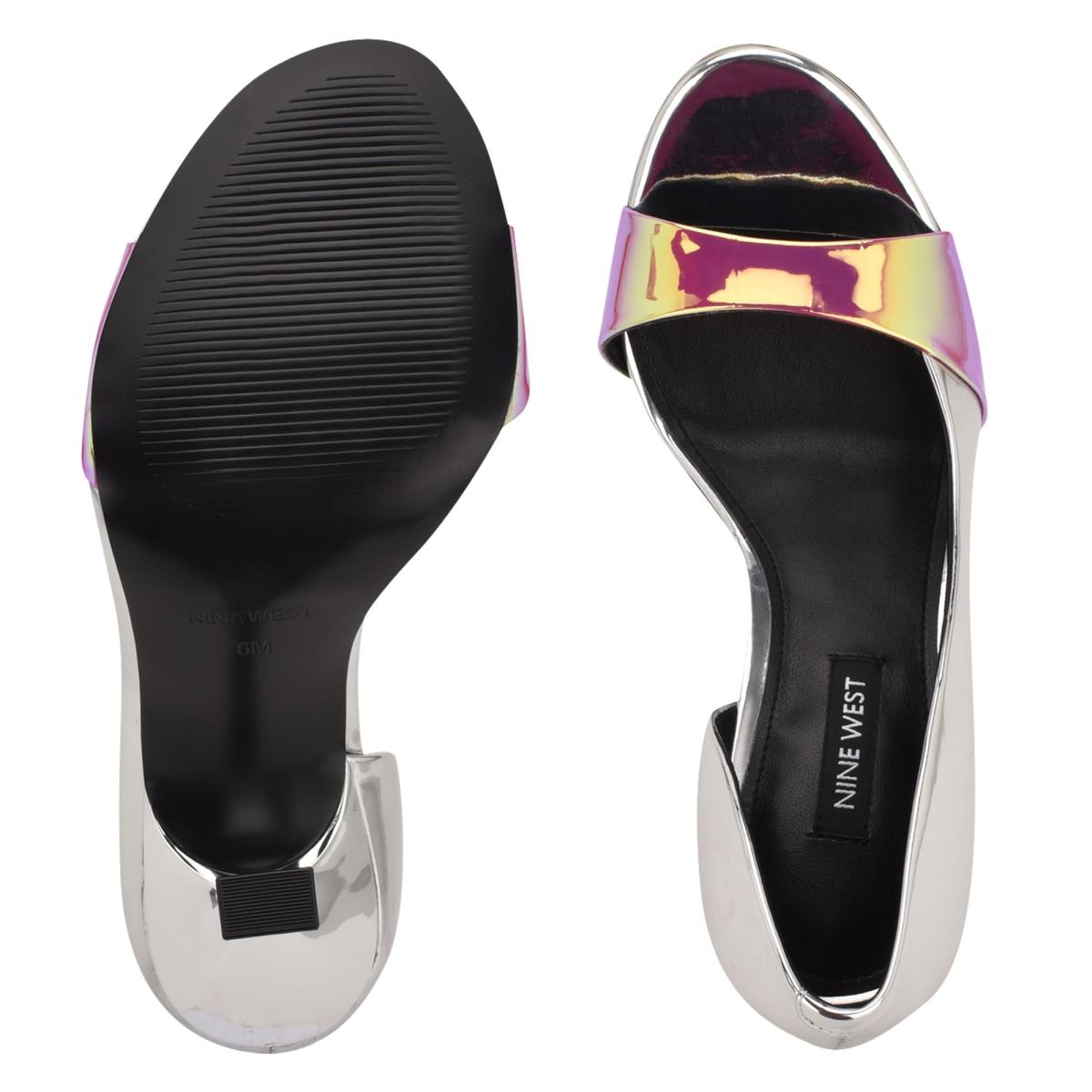 Zapatos De Salon Nine West Saidso Open Puntera Plateadas Multicolor | 3057GKQET