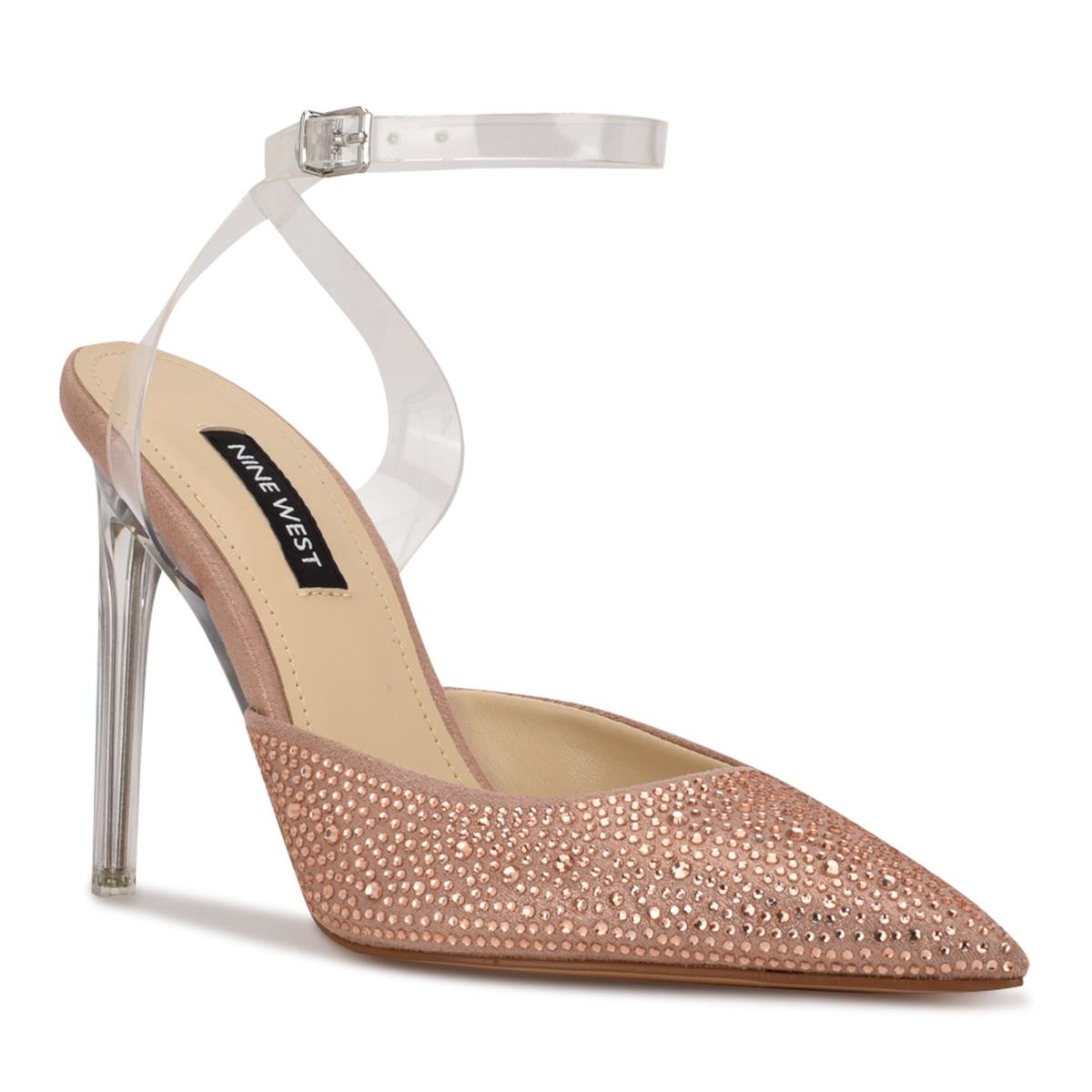 Zapatos De Salon Nine West Sparkel Ankle Correa Beige | 0867MCTJW