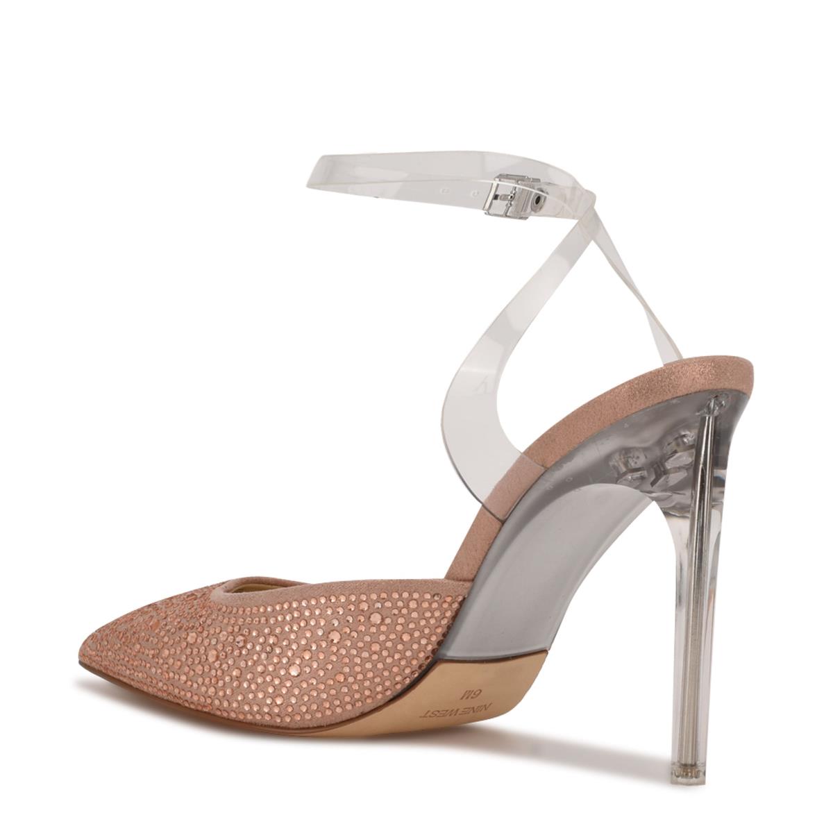 Zapatos De Salon Nine West Sparkel Ankle Correa Beige | 0867MCTJW