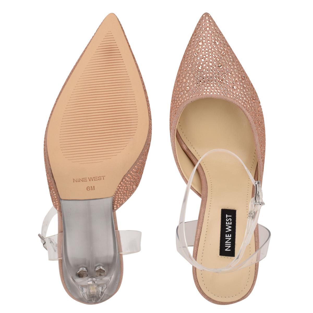 Zapatos De Salon Nine West Sparkel Ankle Correa Beige | 0867MCTJW