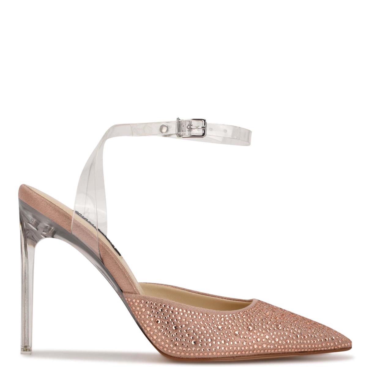 Zapatos De Salon Nine West Sparkel Ankle Correa Beige | 0867MCTJW