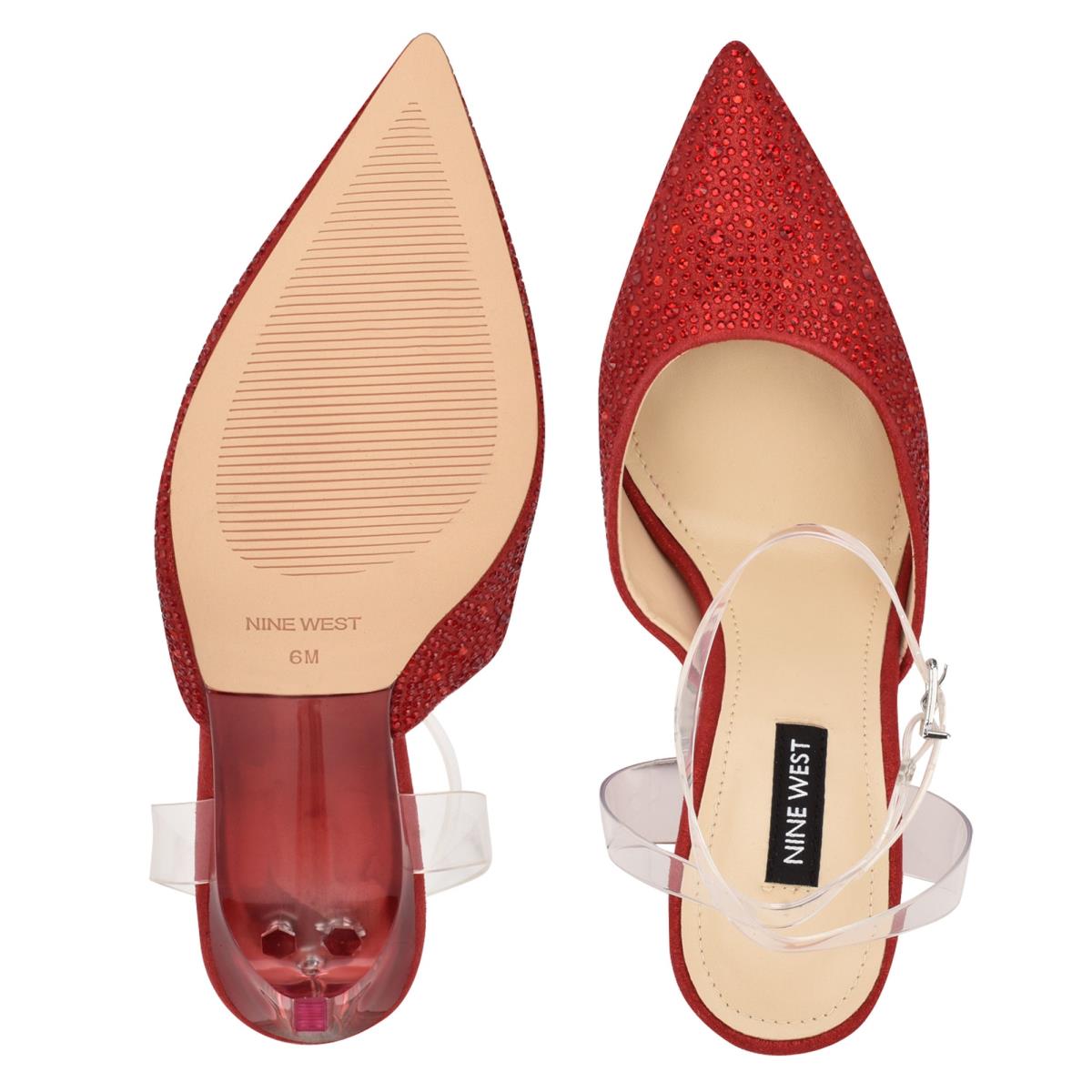 Zapatos De Salon Nine West Sparkel Ankle Correa Rojas | 4596ZQPTM