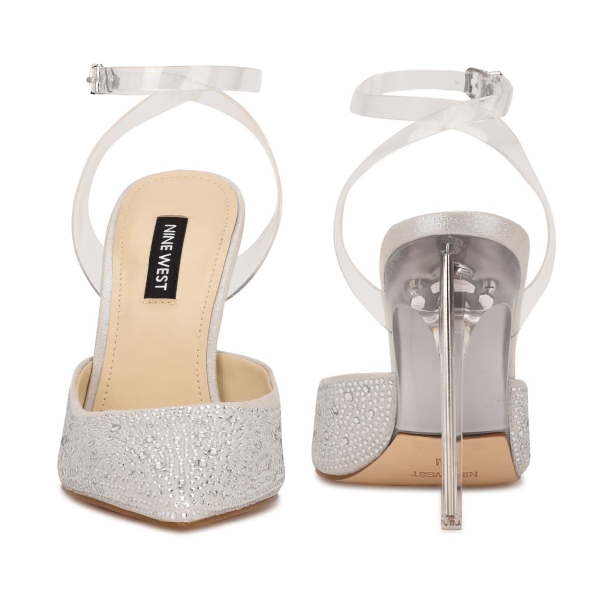 Zapatos De Salon Nine West Sparkel Ankle Correa Blancas | 9480VJNOD