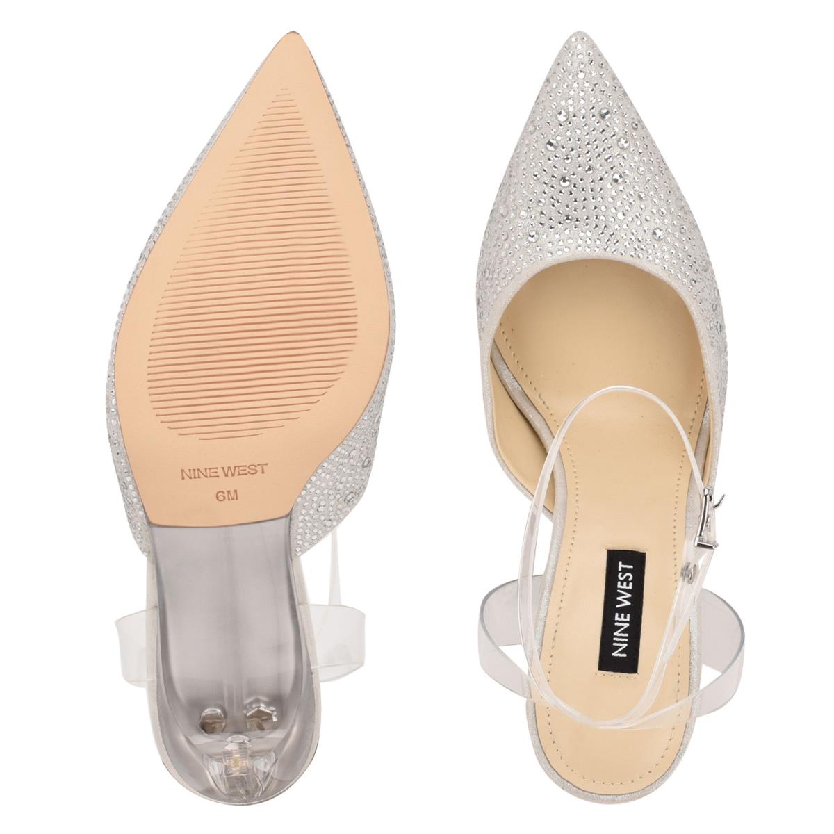 Zapatos De Salon Nine West Sparkel Ankle Correa Blancas | 9480VJNOD