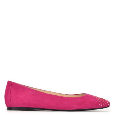 Ballerinas Nine West Aloha Studded Square-Puntera Rosas | 7015FDHSQ