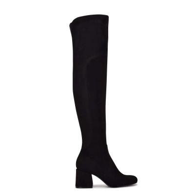 Botas de Tacon Nine West Blocky Over The Knee Negras | 0695EMJBN