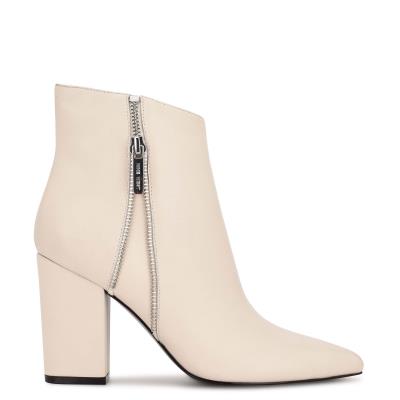 Botines Nine West Glorya Tacón Creme | 7093SKPQO