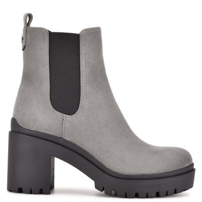 Botines Nine West Quies Chelsea Tacón Gris | 6574QTYDA