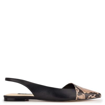 Flats Nine West Beads Destalonadas Pointy Puntera Negras Serpent | 6715ZECAR