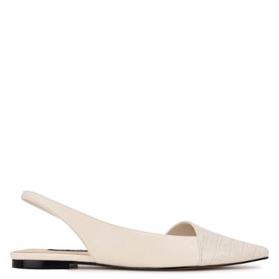 Flats Nine West Beads Destalonadas Pointy Puntera Beige Creme | 8741WTFZC