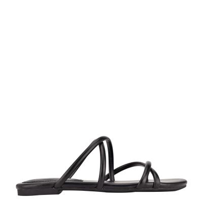 Sandalias Deslizantes Nine West Beva Planos Negras | 9345LYFMO