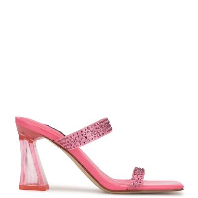 Sandalias Deslizantes Nine West Darla Tacón Rosas | 0687HVGOS