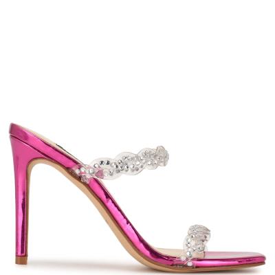 Sandalias Deslizantes Nine West Ziggle Tacón Rosas | 9235BSLHI