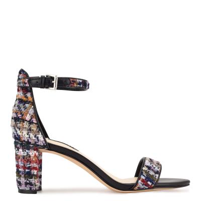 Sandalias Tacones Nine West Pruce Ankle Correa Block Azules Multicolor | 4862QXBTW