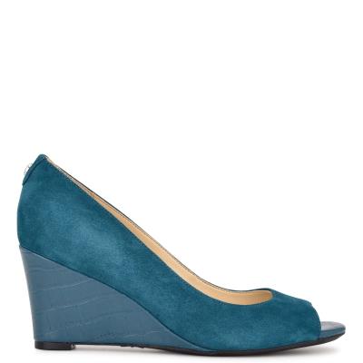 Zapatos Cuña Nine West Cape 9x9 Vestido Turquesa | 4250RCTNU